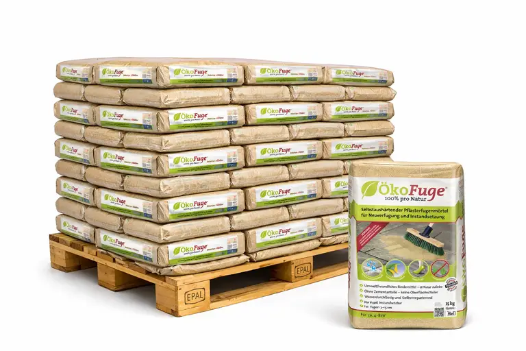 fiche-6321de7685e592af278f.webp ÖkoFuge Fugenmörtel Beige 0-2 mm 15 kg x 64 Sack – Bild 1